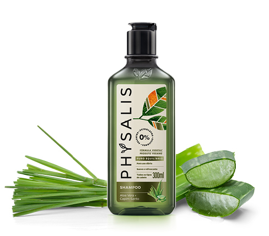 puro equilíbrio physalis phisalia linha de cosmeticos veganos produtos shampoo para banho cabelos corpo pele