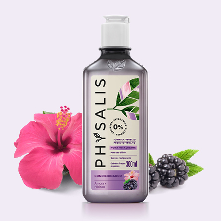 pura vitalidade physalis phisalia linha de cosmeticos veganos produtos condicionador para banho cabelos corpo pele