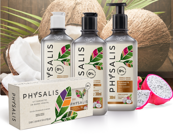 puro cuidado linha completa physalis phisalia cosmeticos veganos vegetais produtos para banho cabelos corpo pele